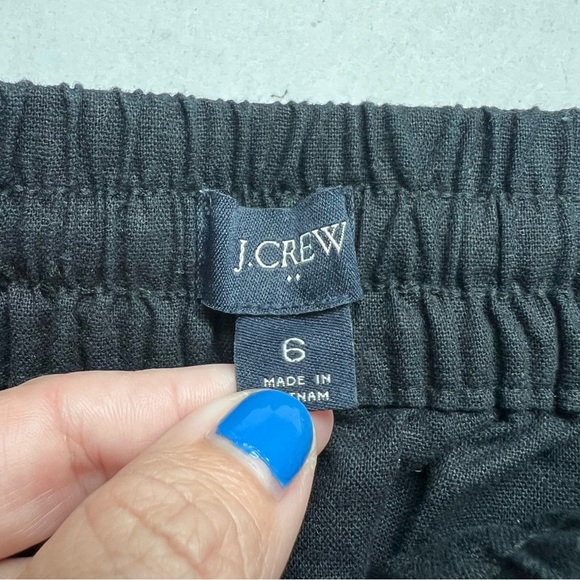 J Crew Linen-cotton Blend Drawstring Pants Pullon Style size 6 black work office - Picture 5 of 5